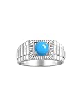 Rylos Men's Ring Sterling Silver Ring, 7MM Round