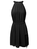 JJ Perfection Women's High Neck Sleeveless Dress with Attached Belt