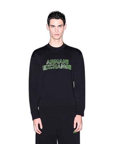 Armani Exchange Men's 3D Elevated Logo Crewneck Sweatshirt, Black Beauty, XX-La…