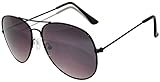 Classic Aviator Sunglasses Smoke Colored Lens Black Metal Frame Unisex