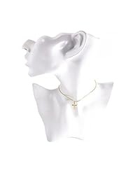 S.J Jewelry Fremttly - Collar con colgante de cruz y círculo chapado en oro rosa de 14 quilates, hecho a mano