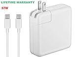 (Original Quality) 87W USB-C Power Adapter Replacement USB C AC Supply Charger Compatible with MacBook Pro Charger 15 Inch Laptop (USB-C Cable Included)