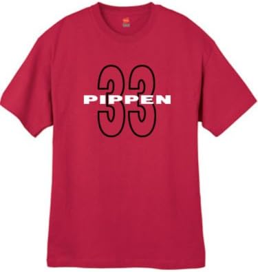 Mens Pippen 33 Throwback Red T Shirt Size Large