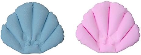 Fingertip WD Inflatable Spa Bath Pillow with Suction Cups Soft Back Neck Cushion Flower Petal Shape Pillow Bathroom Accessories for Home Travel (2Pcs)