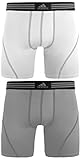 Men's Athletic Stretch Boxer Brief Underwear (2 pack), SMALL, White/ Aluminum 2 Aluminum 2