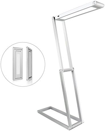 Desk Lamp, Vaste LED Foldable Lamp, Portable Table Lamp, Eye-Care, Energy-saving, 2-Level Dimmer, Multi shape (Silver)