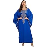 RanRui Women's Embroidered Kaftan Dresses Beach Blouse Cotton Gold Embroidery Holiday Robe Plus Size Caftans Kaftan Dress