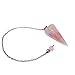 Crystal Pendulum Made of Natural Rose Quartz Gemstone for Dowsing Divination Chakra Reiki. Pointed with Chain and Jewelry Pouch