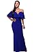 AlvaQ Womens Maternity Elegant Graduation V Neck Ruffle Off Shoulder Evening Long Maxi Party Dress , Blue, Large