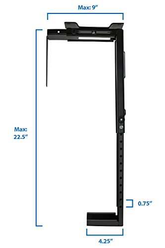 Mount-It! CPU Under Desk Mount Computer Tower Holder Adjustable Height and Width Wall-Mountable