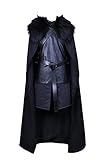 CosTop Game of Thrones Jon Snow Knights Watch Cosplay Costume for Man and Child,Black, Male -XL