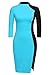 Zeagoo Women Collar High 3/4 Sleeve Button Decor Side Split Wear to Work Dress