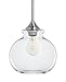 Linea di Liara Ariella Casella Farmhouse Glass Pendant Lighting for Kitchen Island Modern Brushed Nickel Large Pendant Light Hanging Light Fixture with Clear Blown Glass Shade, UL Listed