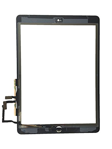 iPad Air 1st iPad 5 Model A1474 A1475 Black Digitizer Replacement Glass Replacement Screen Replacement Includes Home Button Camera Holder Pre Installed Adhesive Stickers and Professional Tool Kit
