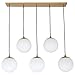 Amazon Brand – Rivet Eclipse Mid Century Modern 5-Globe Hanging Ceiling Pendant Chandelier Fixture - 30 x 12 x 36 Inches, Brass with Frosted Glass Globes