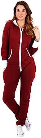 Womens Plain Zipper Onesie Ladies Onepiece All in One Hooded Zip Up Overall Plus Sizes Jumpsuit Playsuit Small-5XL (UK 8 - UK 22)