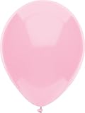 PartyMate 71985 Made in the USA Standard Solid Color Latex Balloons, 5-Inch Round, 50-Count, Real Pink