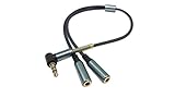 Audio Splitter Cable,Gold Plated 3.5mm Audio Stereo Y Splitter Cable 90 Degree Right Angle 3.5mm Male to 2 Female Jack Headphone Splitter Adapter SinLoon for Tablets, MP3 Players（ Blue）
