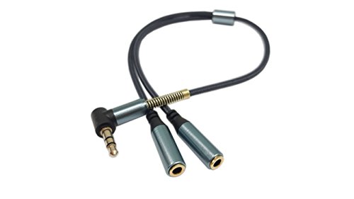Audio Splitter Cable,Gold Plated 3.5mm Audio Stereo Y Splitter Cable 90 Degree Right Angle 3.5mm Male to 2 Female Jack Headphone Splitter Adapter SinLoon for Tablets, MP3 Players（ Blue）