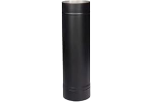 DuraBlack 6-Inch Single-Wall Stove Pipe Connector, 48-Inch Black Steel Flue for Wood Burning Stoves, Lock-Seamed Venting for 