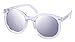 WODISON Womens UV400 Protected Classic Mirrored Lens Clear Frame Sunglasses Silver Lens