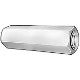MOLLIFII Coupling Nut, 1/2""-20, Steel, Grade 5, Zinc Plated, 1-3/4 in Lg, 3/4 in Hex Wd, 4 PK
