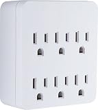 GE Pro Surge Protector with 6 Outlets, Wall Charger, Charging Station, 1020 Joules Protection Rating, Automatic Shutdown, Sleek Design, White, 36727