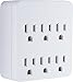 GE Pro 6-Outlet Extender Surge Protector, Wall Tap Adapter, Charging Station, Automatic Shutdown, 3-Prong, 1020 Joules, UL Listed, White, 36727
