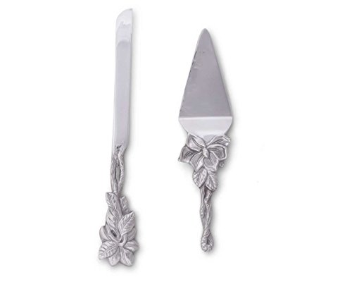 Arthur Court Designs Aluminum Magnolia 13" Cake Knife and 11" Magnolia Pie Server