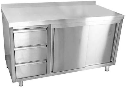 Equipementpro Wtd 1660s Armoire De Travail Professionnelle En Acier Inox 2 Portes Coulissantes 3 Tiroirs 160 X 60 Cm Armoire De Rangement Professionnelle Amazon Fr Cuisine Maison