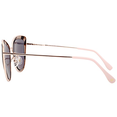 VIVIENFANG Mirror Lens Oversized Women Cateye Sunglasses Leopard Print Metal Frame Shades G87566A Pink - Thumbnail 6