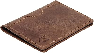 Cartera de cuero para tarjetas de crédito para hombres y mujeres, cartera delgada y plegable con bloqueo RFID, bolsillo frontal delgado, cartera minimalista para tarjetas, funda pequeña para