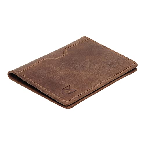 Portefeuille en Cuir avec Porte-Cartes de crédit pour Homme et Femme, Portefeuille Fin à Deux Volets avec Blocage RFID, Poche Avant Fine, Portefeuille Minimaliste, Petit étui pour Cartes
