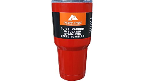 Ozark Trail Tumbler Cup Vacuum Insulated Stainless Steel 30 Ounce Powder Coated, One Size (Red)