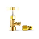 R134A Can Tap Valve Refrigerant Dispenser Tool with Tank Adapter for 1/4 and 1/2 inch AC Freon Charging Hose