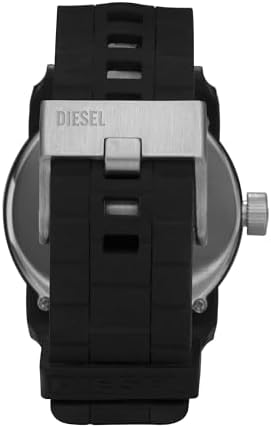 Herrenuhr Double Down S44, Dreizeigeruhrwerk, 44 mm Gehäuse aus schwarzem Polycarbonat mit Silikonarmband, DZ1437