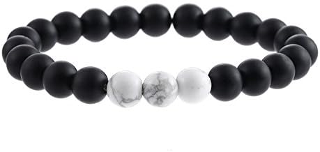 SX Commerce Real Natural Matte Black Onyx Stone Bead Bracelet with Unique Tiger Eyes - Fashion Jewelry for Unisex-Adult Size 8mm 26grain