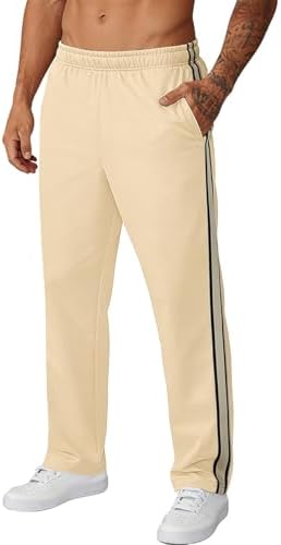 パンツ BOTT Lightweight Striped Trackpants Amazon.com: Men's Stripe Snap Button Elastic Adjustable Track Pant