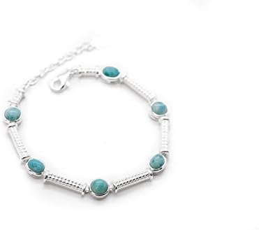 AZIEL 925 Sterling Silver Adjustable Larimar Bracelet