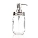 Glass Jar Soap Dispenser - Silver Liquid Pump for Bathroom & Kitchen - Rust Proof Stainless Steel