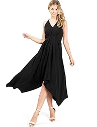 Amor de las mujeres de punto de chambray cuello en V Halter Maxi vestido