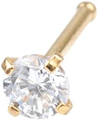 DS 20G Stainless Steel 3mm Clear Round\Square Diamond CZ Nose Bone StuDS Rings Pin Piercing Jewelry