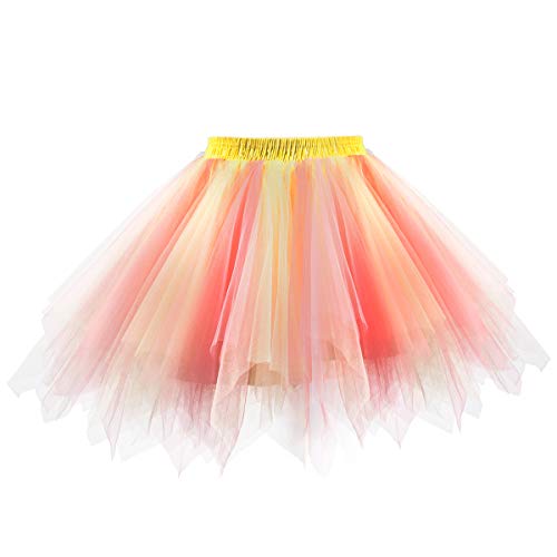 Women's 1950s Vintage Petticoats Short Tulle Prom Dress Up Tutu Petticoat Crinolines Ballet Bubble Skirt Multicolored
