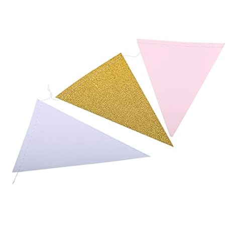 Generic Mini Gold Sliver Pink Flag Banner Garland Diy Glitter