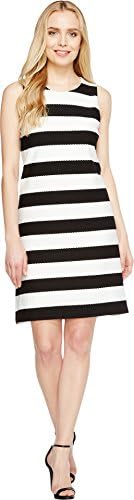 Christin Michaels Women's Exi Striped Shift Dress Black/White Dress