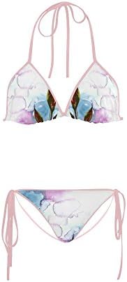 Abbie Miller Leaves Nylon Spandex Bikini Swimsuit for Women Pink