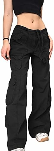 CYee Women Baggy Cargo Pants Y2K Fairy Grunge Drawstring Low