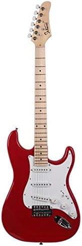 SISHUINIANHUA Glarry GST Maple Fingerboard Electric Guitar Bag Shoulder Strap Pick Whammy Bar Cord Wrench Tool Red
