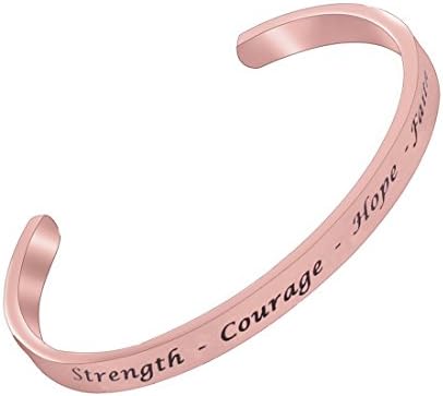 REEBOOOEncouragement Gift Cancer Survivor Gift Cure Fight Faith Strength Courage Hope Inspirational Jewelry