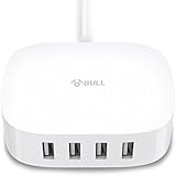 Desktop USB Charger with 4 Ports, Smart Charging Station with Surge Protector and 6 Ft Extension Cord, 5A 25W for Smartphone